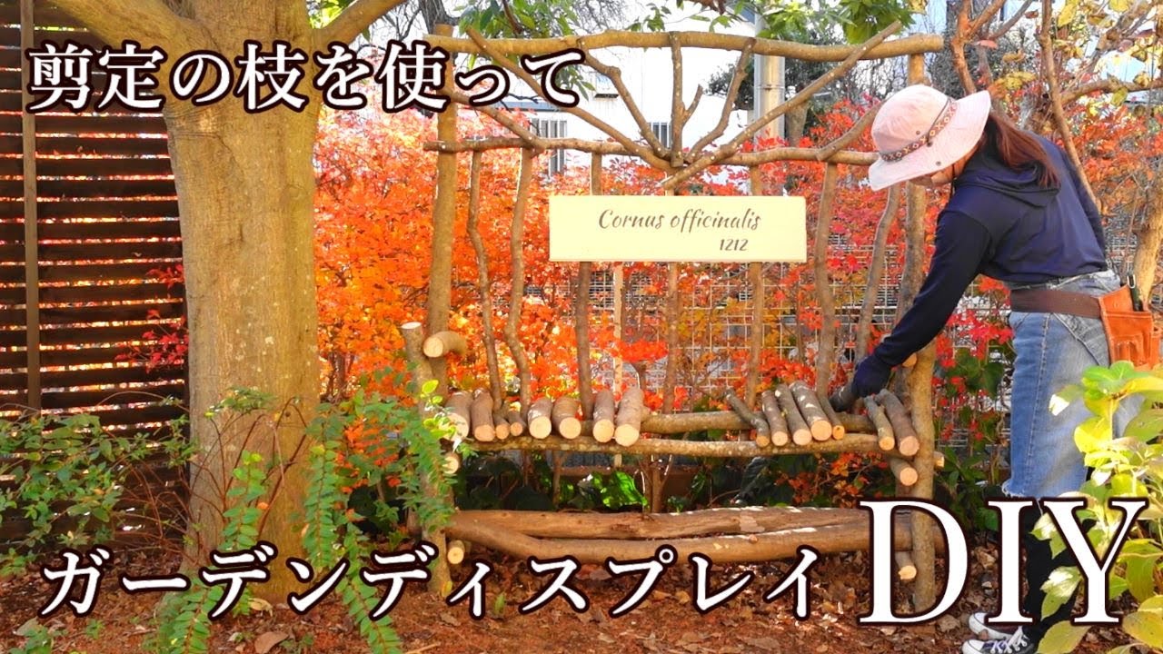 【ガーデンDIY】剪定の枝を活用したディスプレイ用ベンチ/落葉樹の剪定と便利な道具/ブッシュクラフト