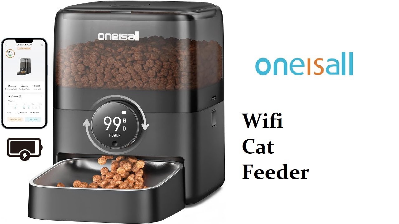 oneisall Automatic Cat Feeder, WiFi Rechargeable Cordless Pet Feeder