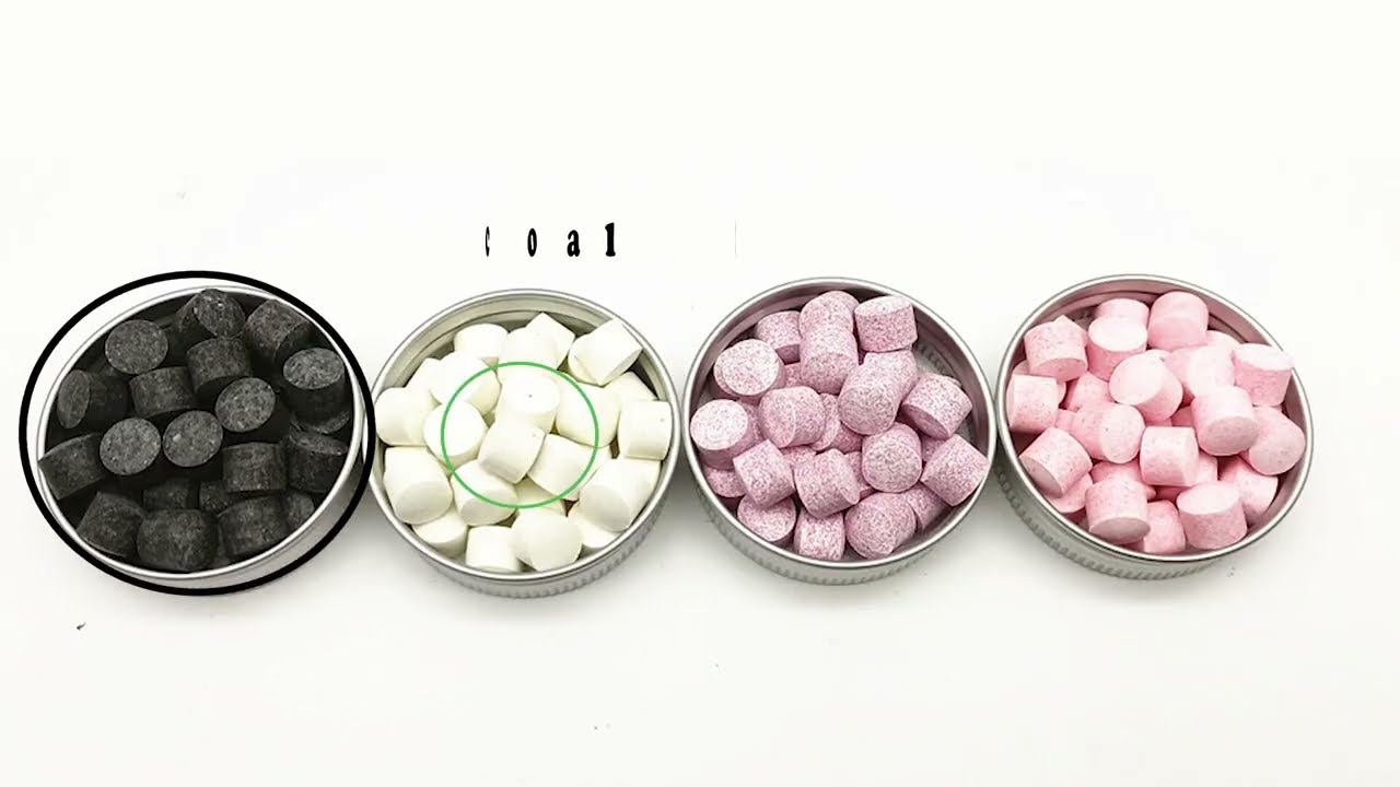 Toothpaste tablets in a tin can for a zero waste lifestyle.