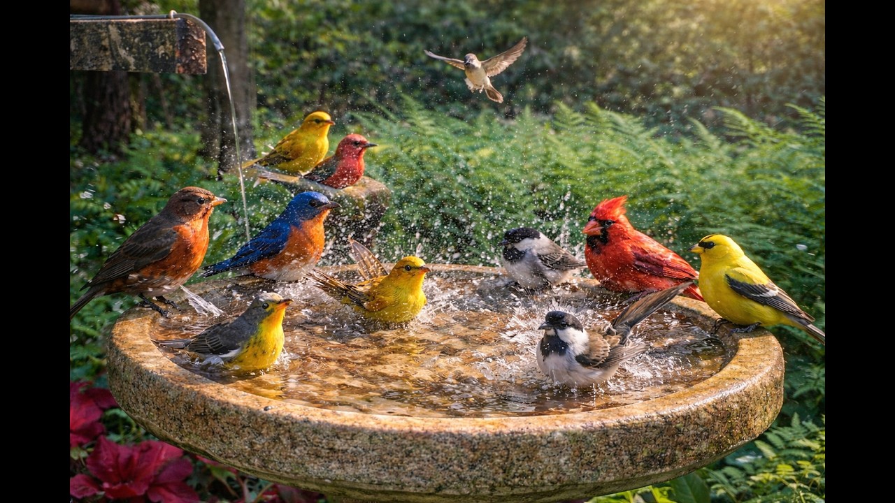 LIVE | Bird Bath Fun! ☀️ Chickadees, Wrens & More | Sunny Bird Action 4K HD