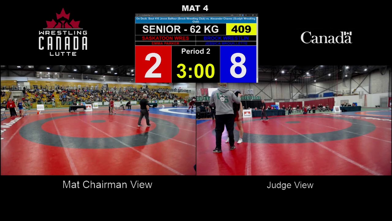 409 Senior 62kg WW Quaterfinal Emma PARKER Saskatoon Wrestling Club vs Jessica BROUILLETTE Brock Wre
