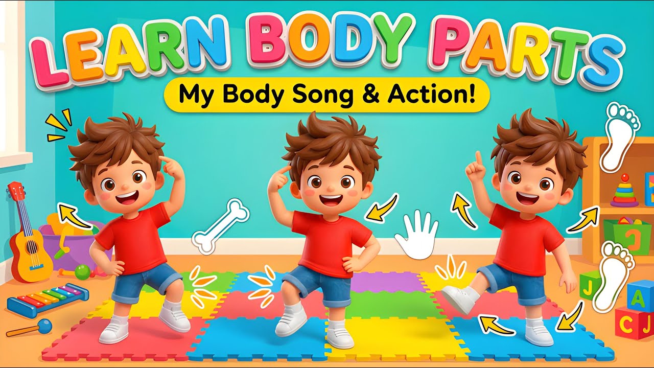 Body Parts Song for Kids! 🕺 Move & Learn Action Dance | Toddler Workout