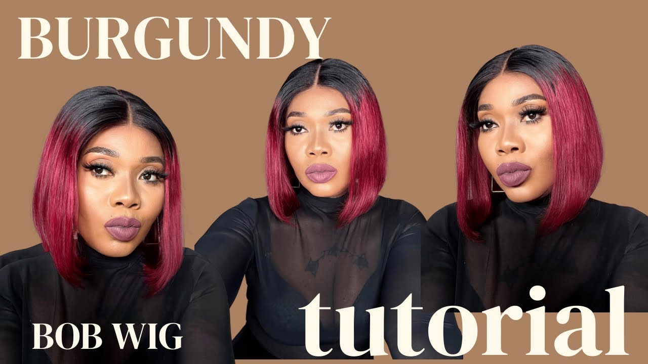 Best Burgundy Bob Blunt Cut | This is what i call  pepper 🌶 T1B/99J Straigh