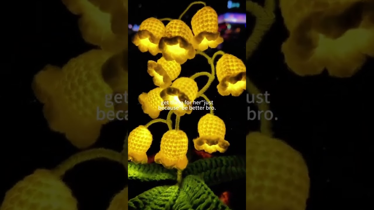 LED Light Crocheted Lily of the Valley - Glowing Potted Knit Flower Home Ambiance Decor