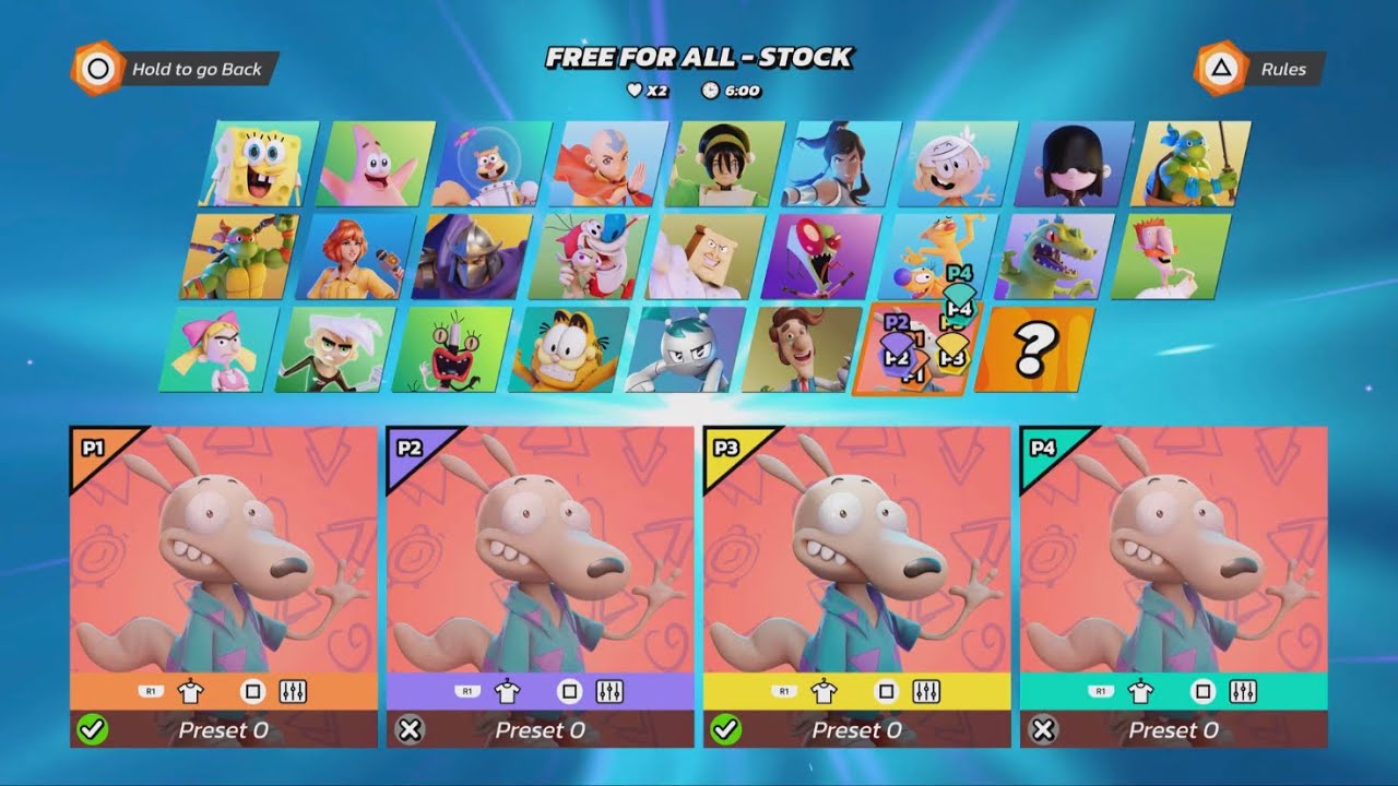 Nickelodeon All-Star Brawl PS5 4-Player Co-Op Rocko + Alternate Costume Gameplay Stock