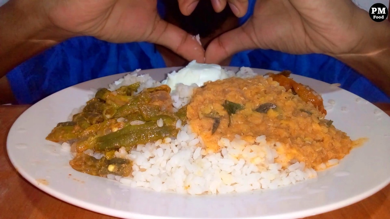 ASMR White Rice & Lentils Eating Sounds | Boiled Egg, June Plum, Long Beans | No Talking