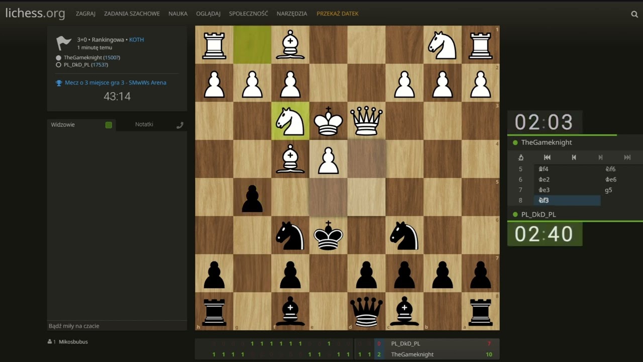 PL_DkD_PL vs TheGameknight, 3 partia meczu o 3 miejsce turnieju DSO Arena w wieloboju szachowym