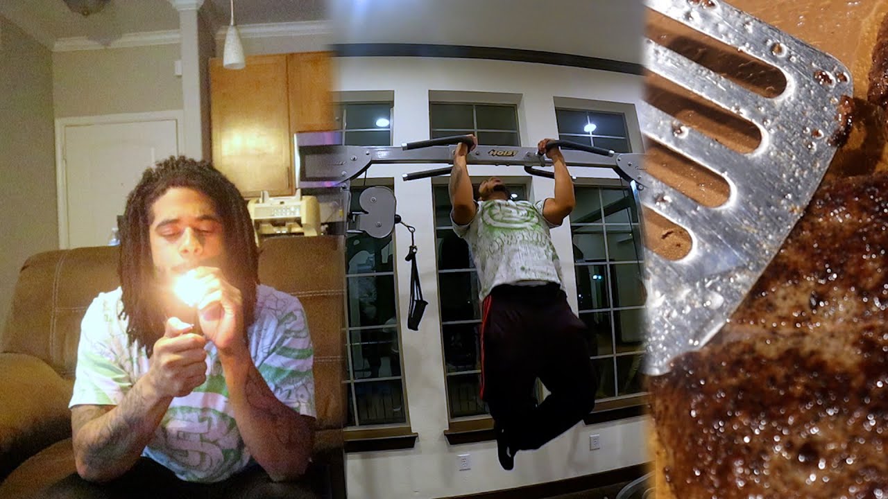 A DAY IN THE LIFE OF A STONER 🍃 -  SMOKE SESSION 😮&zwj;💨 /WORKOUT + COOKIN BURGERS