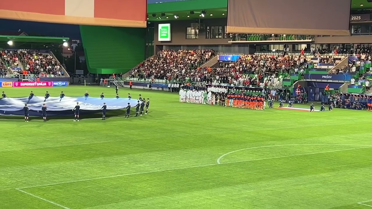 Het Wilhelmus National anthem of Netherlands EURO under 21 TATRAN Arena Pre&scaron;ov Slovakia