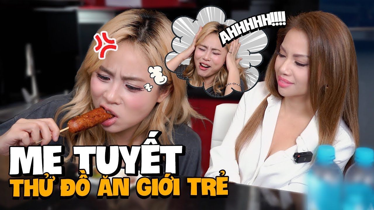 MisThy dụ mẹ Minh Tuyết thử  đồ ăn hot TikTok: đậu hũ th&uacute;i, lạp xưởng nướng đ&aacute;&hellip;Mẹ Tuyết shock v&igrave;!?