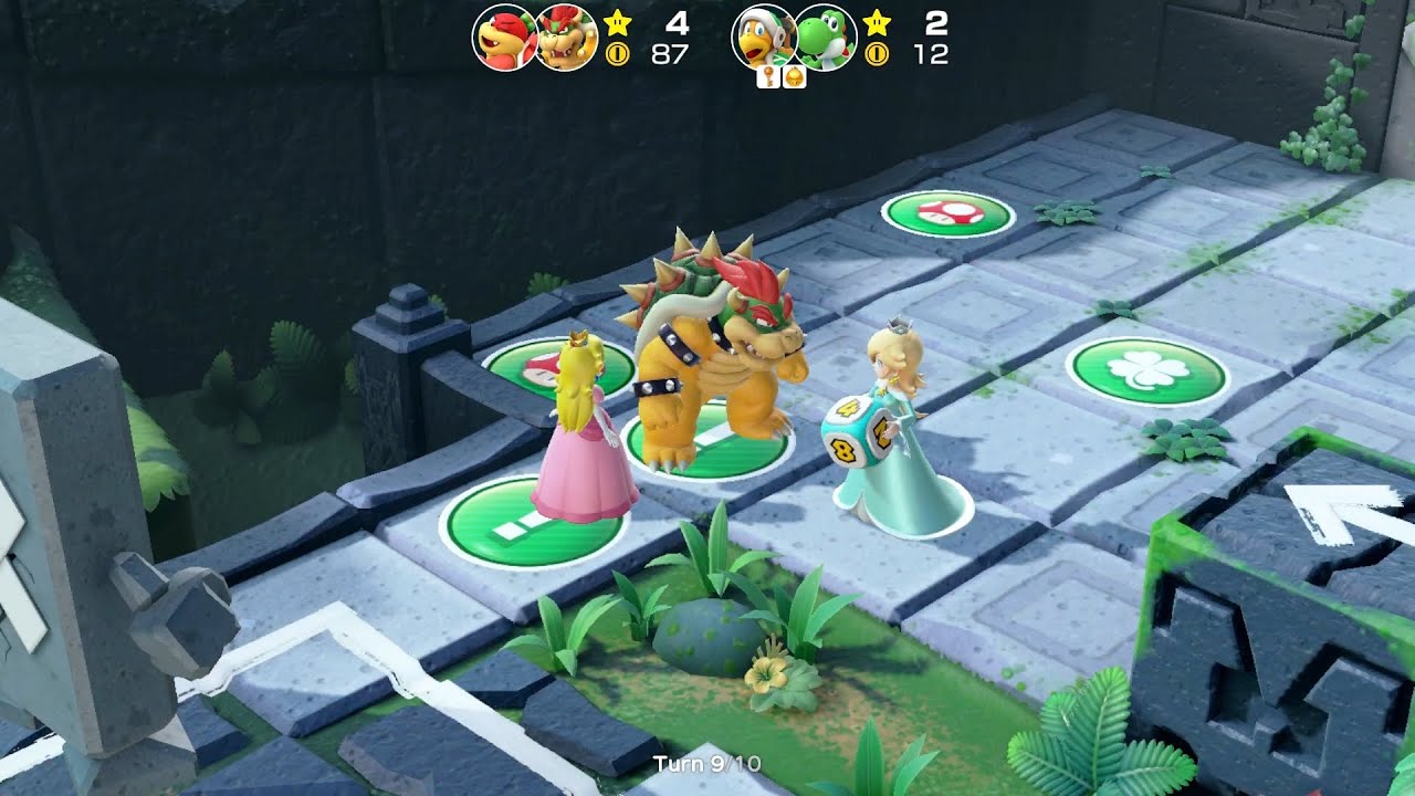 Super Mario Party Partner Party #2337 Domino Ruins Pom Pom & Bowser vs Hammer Bro & Yoshi