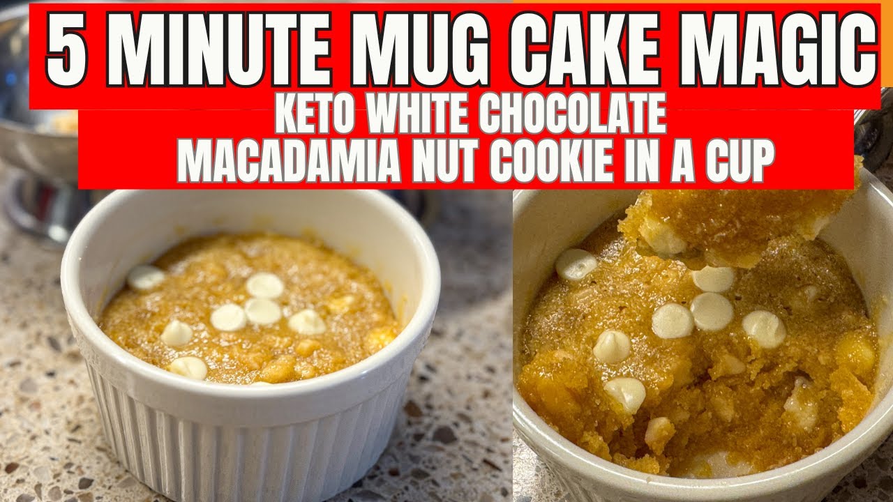 5-MINUTE KETO MUG CAKE! (White Chocolate Macadamia HEAVEN)