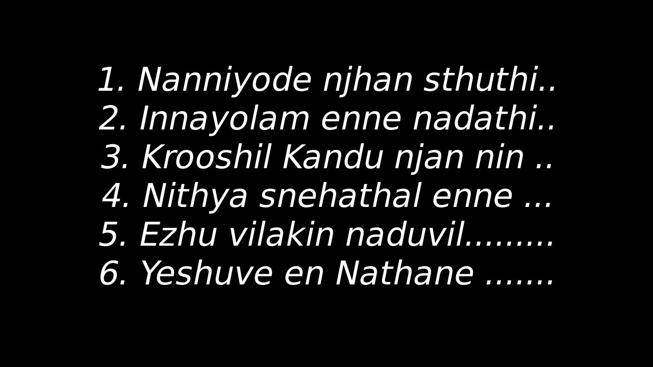 Malayalam Christian Worship songs with lyrics