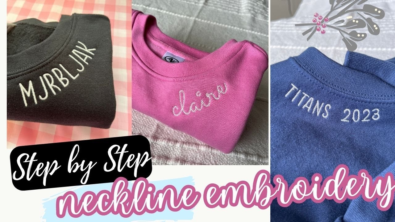 NECKLINE DESIGN MACHINE EMBROIDERY FOR BEGINNERS,  BROTHER EMBROIDERY MACHINE ON A SWEATSHIRT