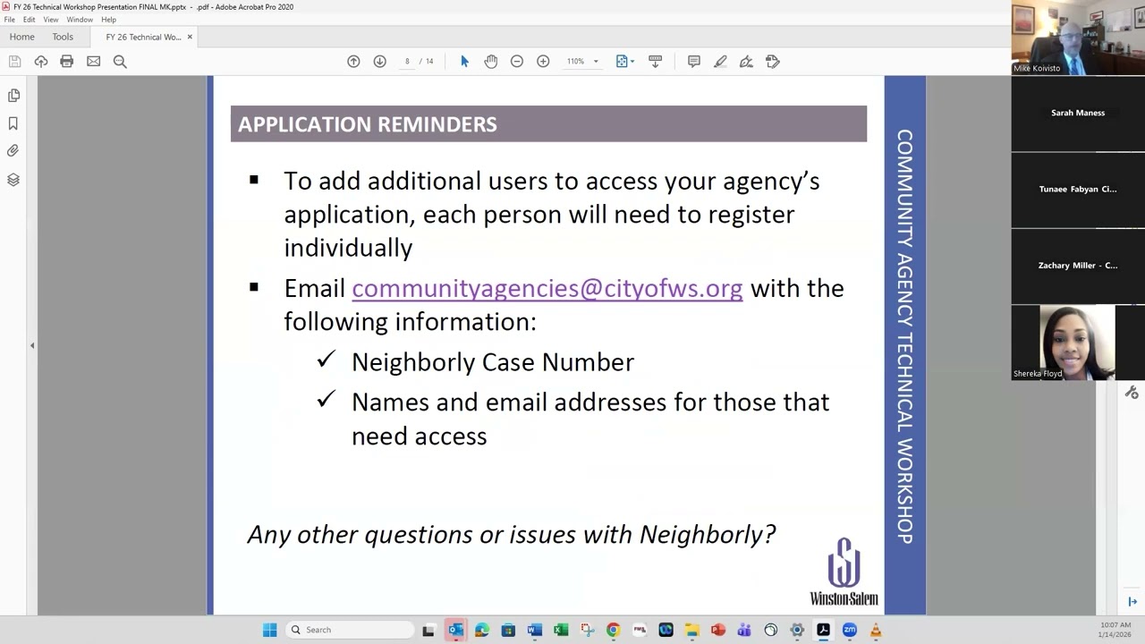 Community Agency Technical Workshop