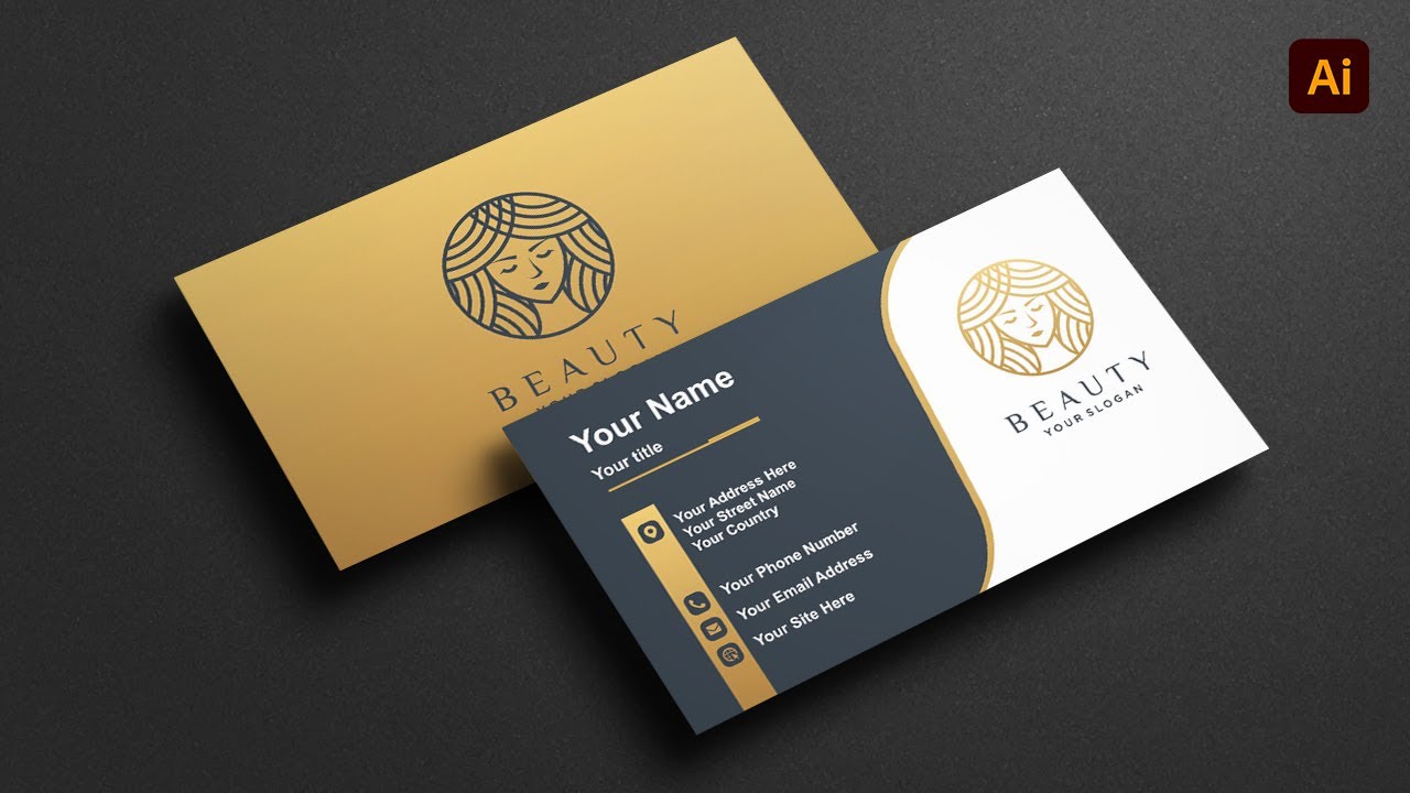 Beauty Business Card Design in Adobe Illustrator