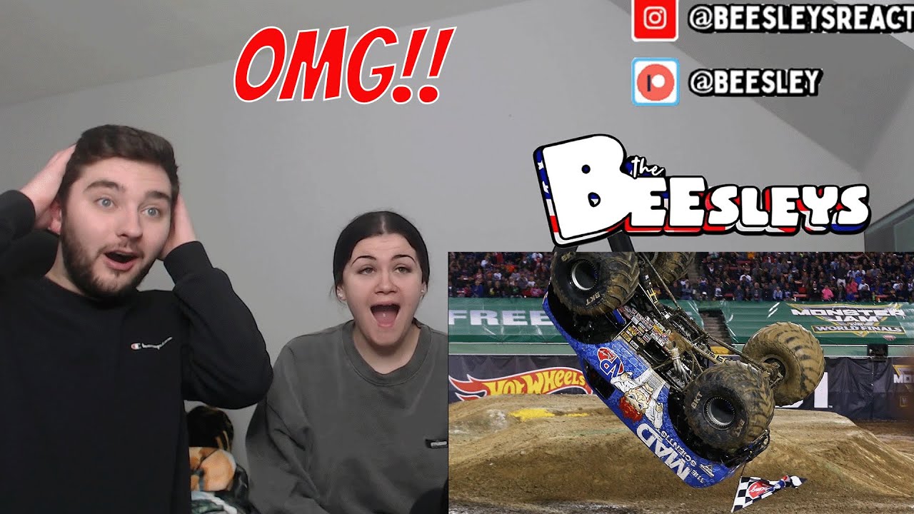 BRITISH COUPLE REACTS | BEST Monster Truck Moments for the First Time (Crazy Crashes, Insane Stunts)