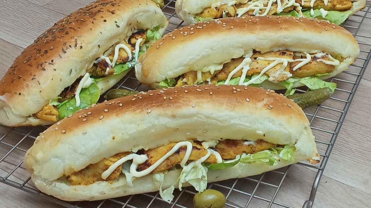 سوندويتش🥙 خبز بريوشي مع دجاج ماريني 🤤وحد البنة ياخويا ياخويا