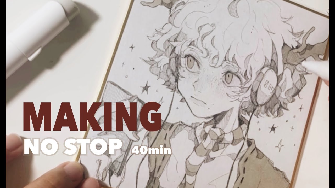 【作業】【メイキング】色紙アナログイラストメイキング 40分耐久