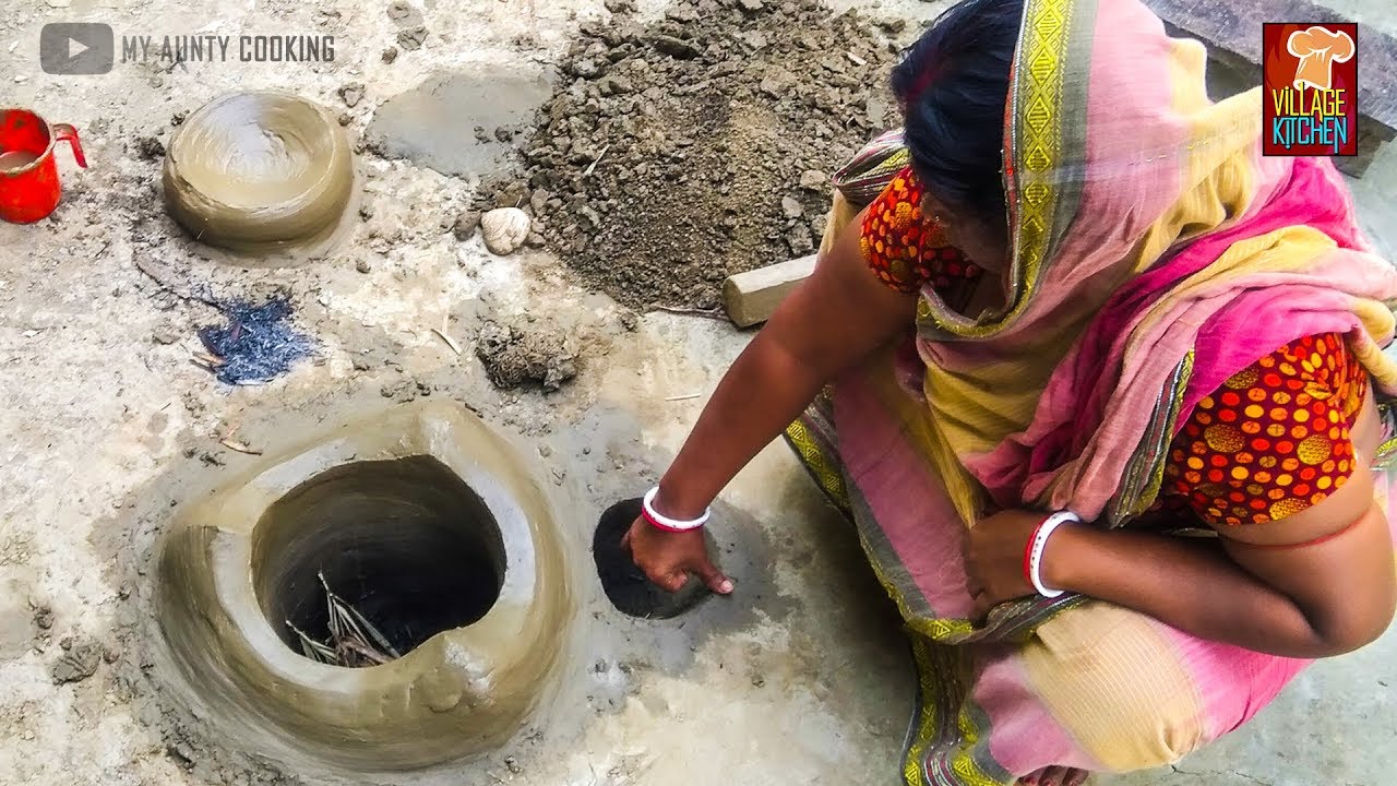 Primitive Technology Making Clay Oven for Cooking | Mud Oven for Leaf & Wooden | Village Kitchen In