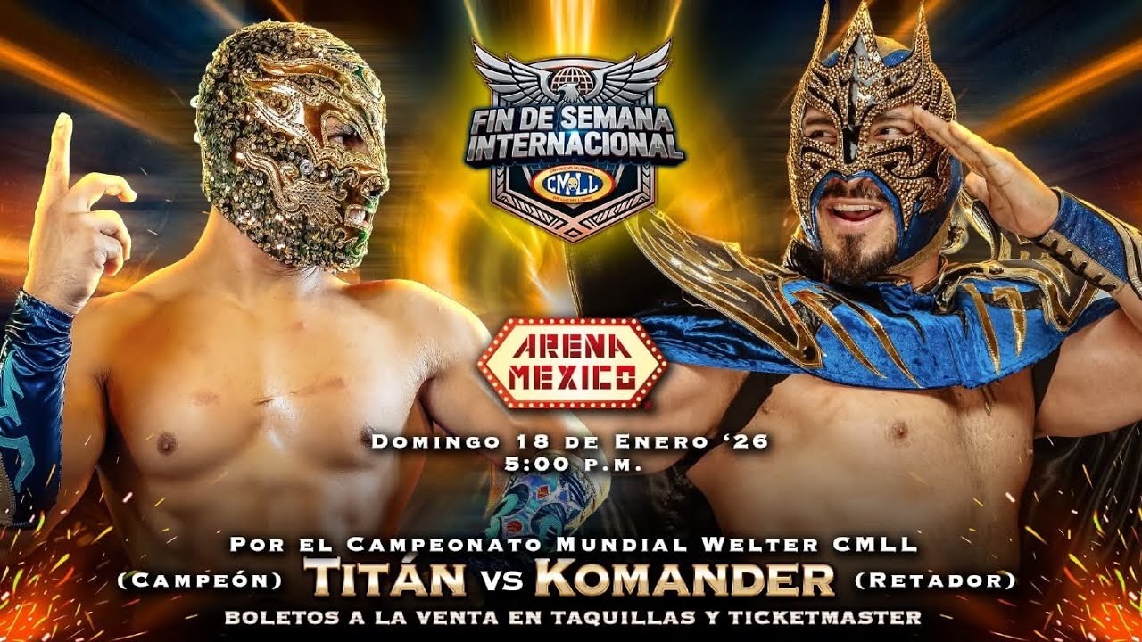 Titán (c) vs Komander (r) CAMPEONATO MUNDIAL WELTER CMLL/ARENA MÉXICO 