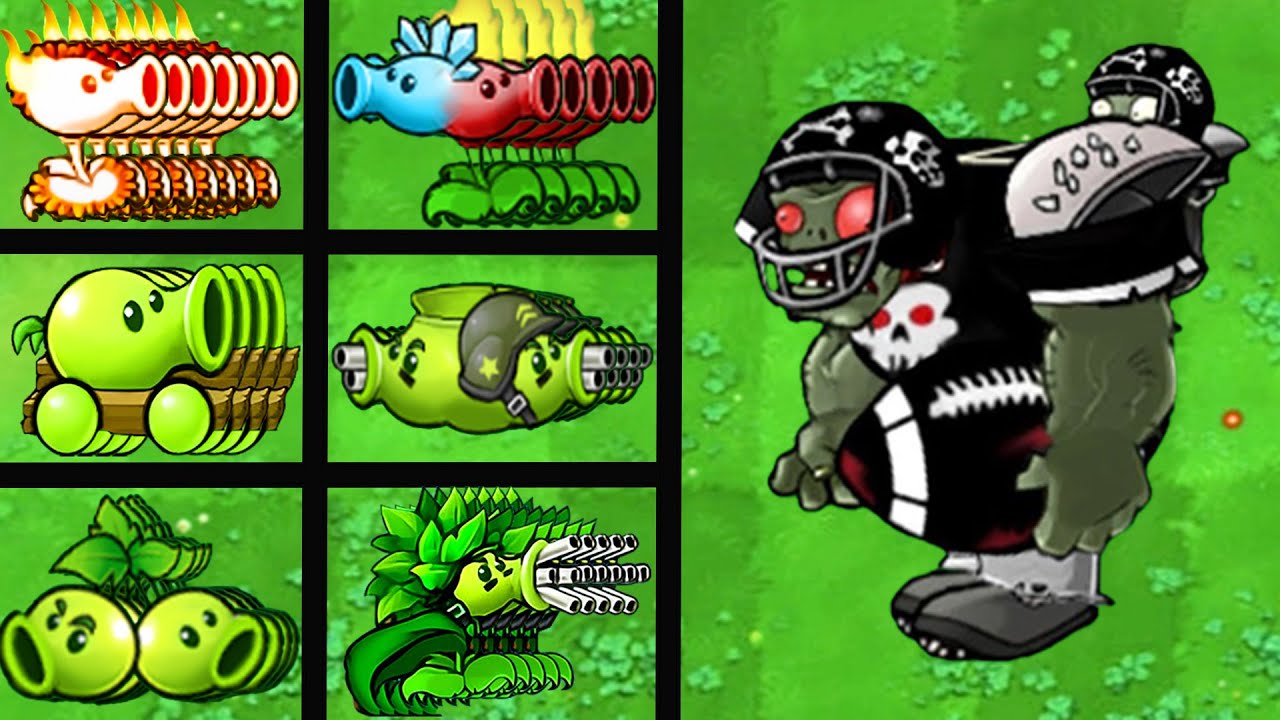 PVZ 1 Hybrid Challenge | 5 Hybrid Peashooters vs Giga Football Gargantuar Challenge! Epic Battle!