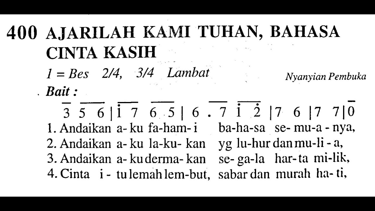 AJARILAH KAMI TUHAN, BAHASA CINTA KASIH - Kamis Putih - MADAH BAKTI No. 400 - Lagu Rohani Katolik
