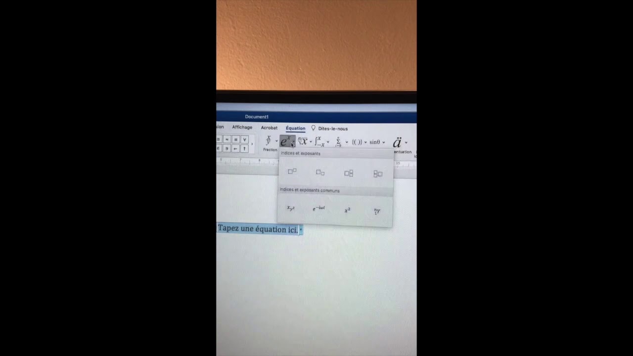 Editeur d'&eacute;quation de word