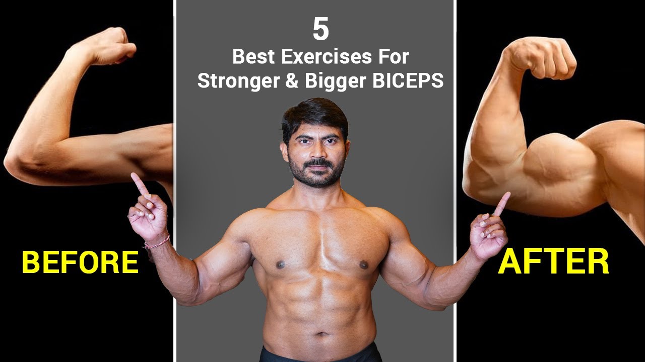 5 Best Exercises for Stronger & Bigger Biceps || Bicep Workouts in Telugu