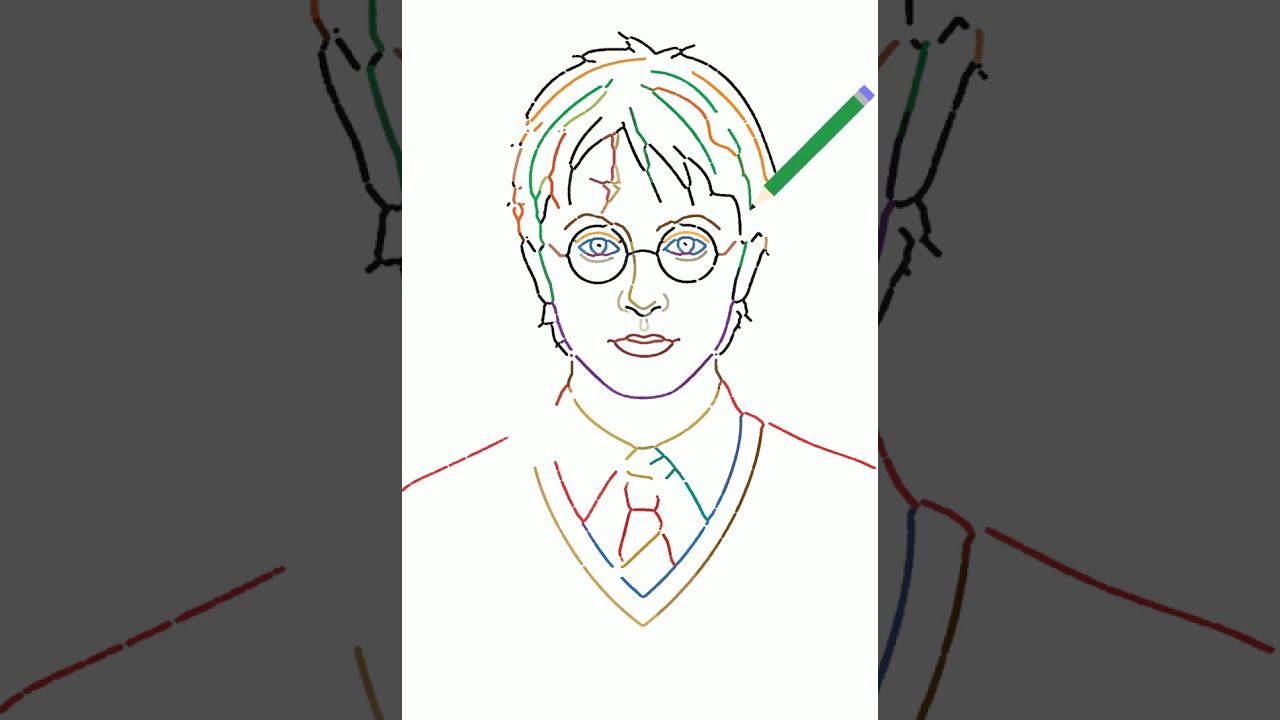 Drawing Harry Potter with a SINGLE Colorful Line! ⚡️ (Satisfying Art)