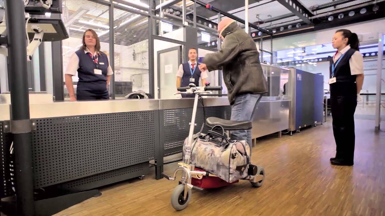 TravelScoot mobility scooter in an airport.