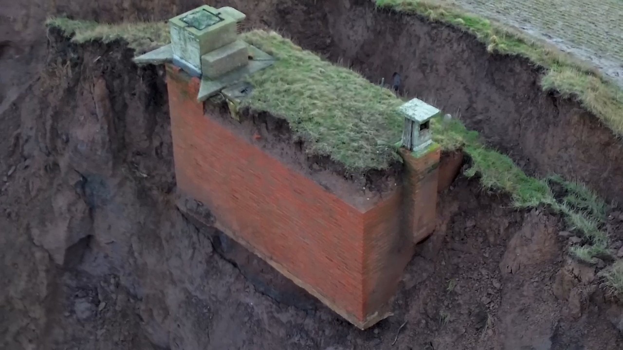 Drone view of a Cold War Bunker's final resting place: Tunstall ROC posts sad demise.