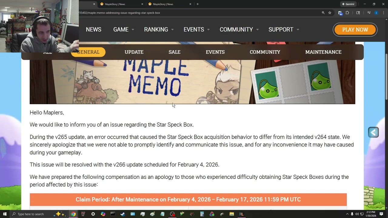 maplestory GMS MOST LACK LUSTER INKWELL NOTE?  CLASSIC ONLINE BETA EARLY APRIL!  SPEC BOXES NERFED?
