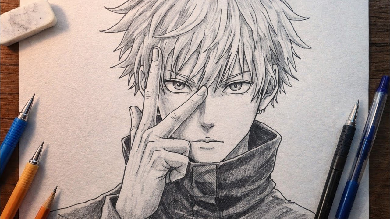 How To Draw Gojo Satoru Step by Step Easy | Anime Drawing Tutorial for Beginners