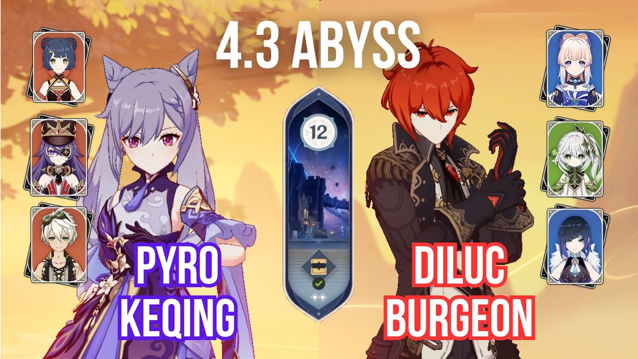 PYRO KEQING and BURGEON DILUC | Genshin Impact Abyss 4.3