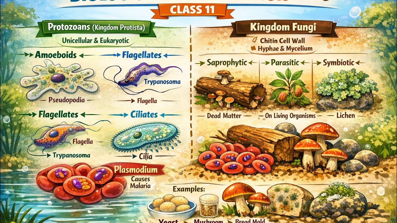 “Unseen yet powerful! 🌍✨ Discover Protozoans & Fungi in Chapter 2 Biological Classification.”