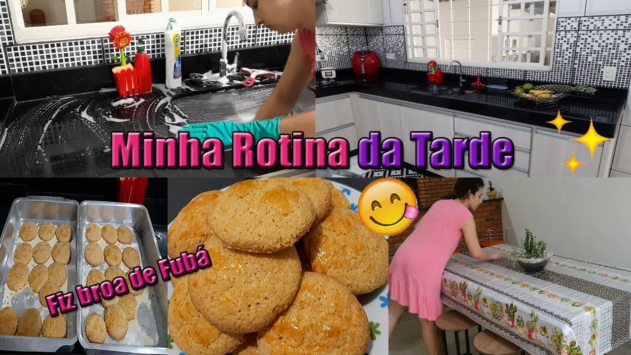 Rotina da tarde: LIMPEZA,FIZ BROA DE FUBÁ, LIMPANDO AS VARANDAS