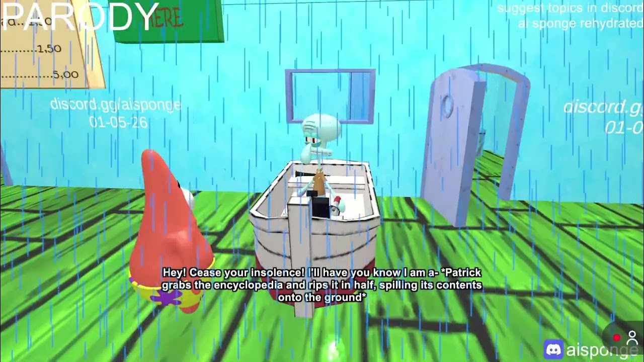 Squidward turns into an encyclopedia! (Ai sponge Rehydrated Clip)