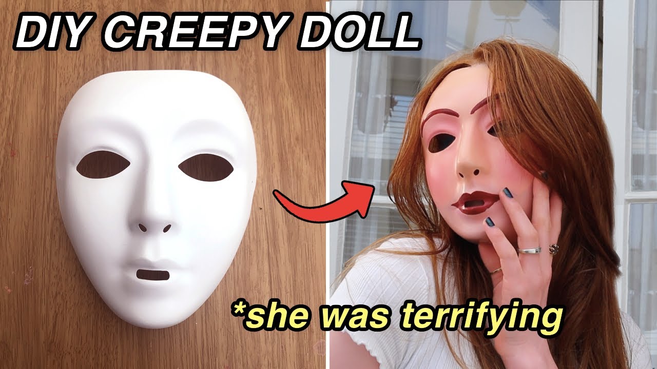 PAINTING CHEAP HALLOWEEN MASKS 😱 Scary Creepy Doll! | Ruby and Raylee