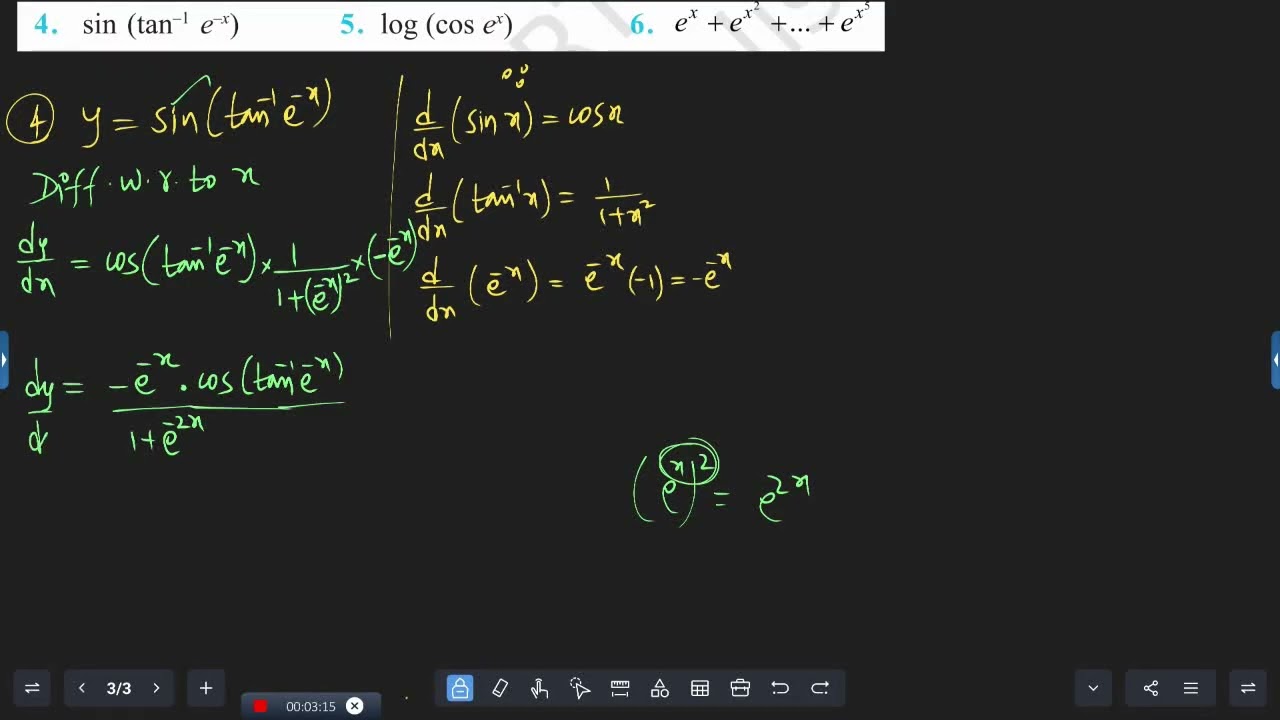 Class 12 Maths CBSE Ex5.4 (1 to 10) / Chap-5. Continuity and differentiability/ Ex5.4(1-10)