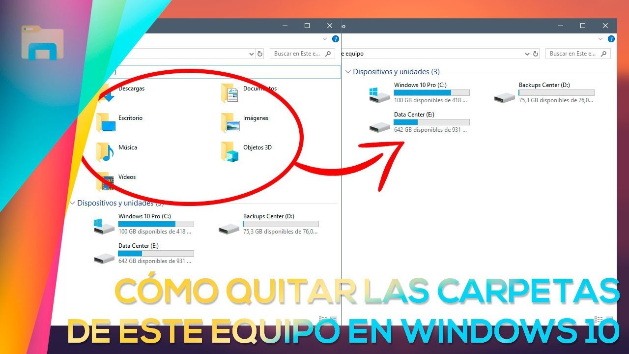 ❌📂 Cómo quitar las CARPETAS de ESTE EQUIPO en Windows 10 *32 bits y 64 bits*