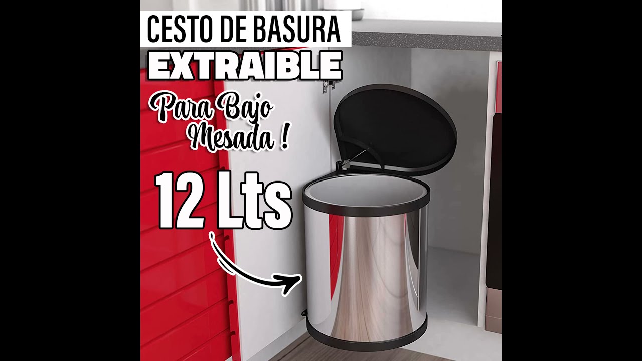 Cesto Basura Acero Inoxidable Extraible Bajo Mesada .