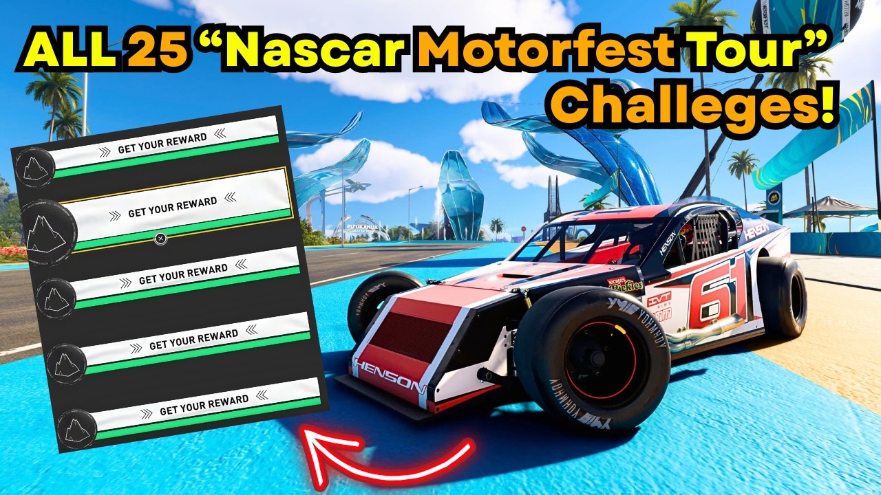 How to Complete ALL 25 “Nascar Motorfest Tour” Playlist Challenges FAST in Motorfest!