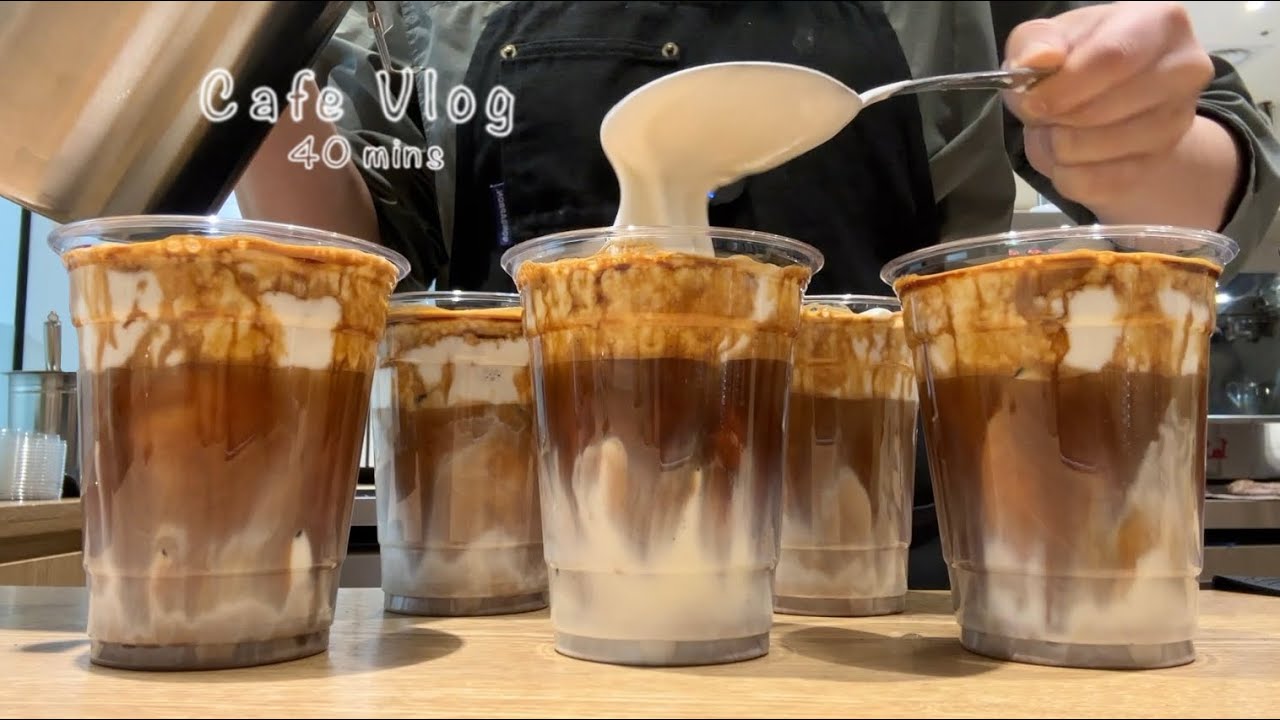 [4K] Cafe Vlog | 🤎🍦크림라떼 맛집브이로그 40분 몰아보기🍦🤎