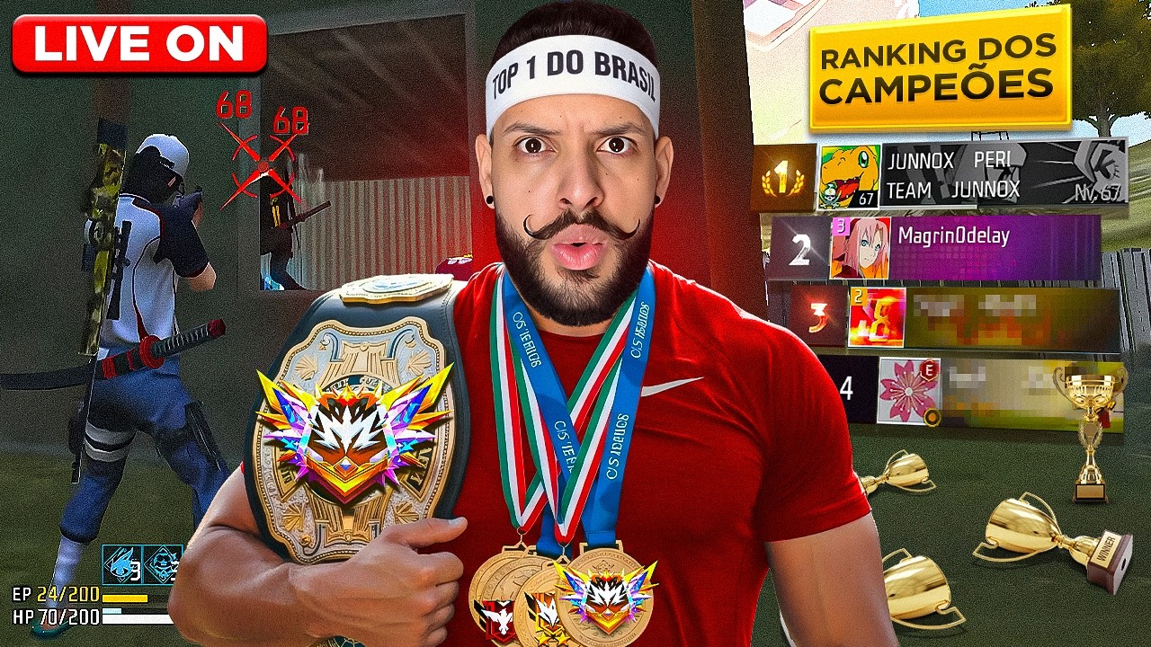SÁBADOOOU! TO COM MAIS DE 26K NA RANK E  PEGUEI TOP 40 BRASIL DE MP5 💀 FREEFIRE AO VIVO 🔥 JUNNOX FF