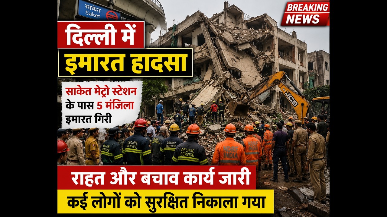 News Delhi Building Collapse | 5-Storey Building Collapses Near Saket Metro Station | Breaking News