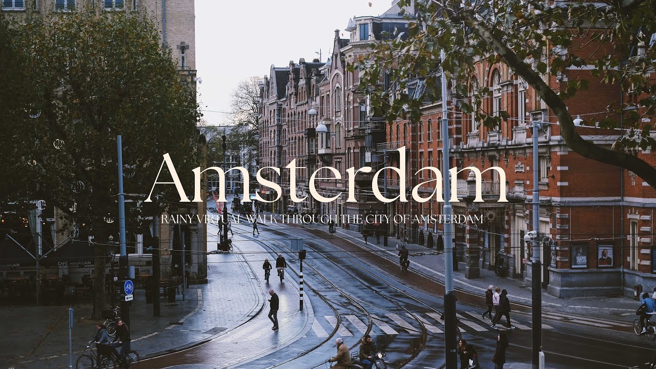 Rainy Day Walk in Amsterdam, Netherlands | Binaural City Sounds