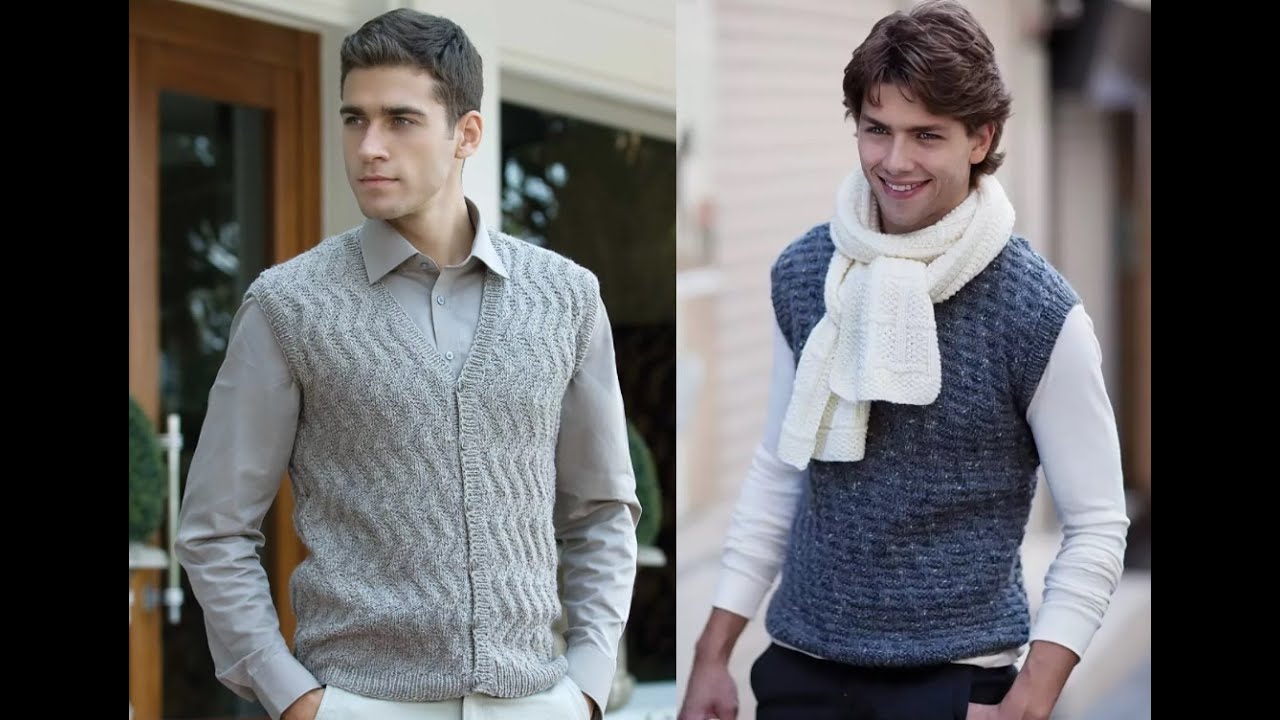A selection of interesting ideas for knitted men's vests