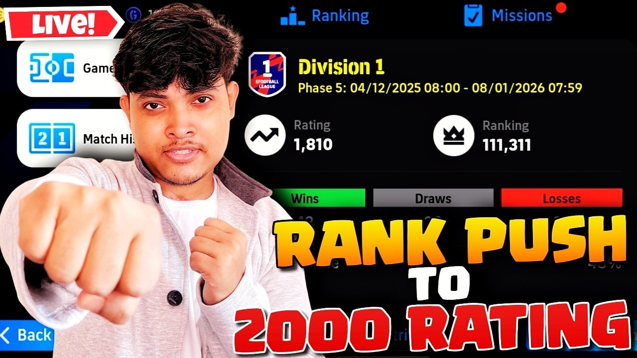 eFootball Live Division 1 Gameplay Subscribers Friendly Efootball RankPush MrRawBean Live #efootball
