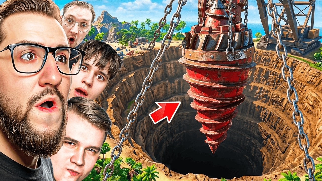 УСТАНОВИЛИ БУР чтобы КОПАТЬ ЯМУ на ОСТРОВЕ! НАШЛИ ГИГАНТСКИЙ БУНКЕР ПОД ЗЕМЛЕЙ! (DIG ISLAND)
